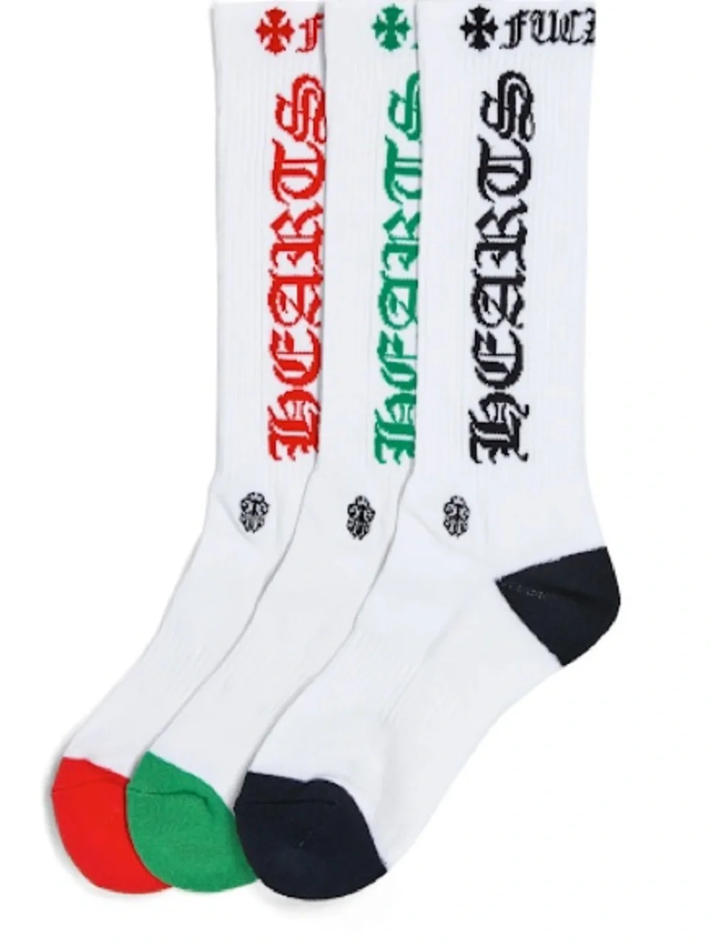 Chrome Hearts White Dagger 3-Pack Logo Socks Size Large NWT